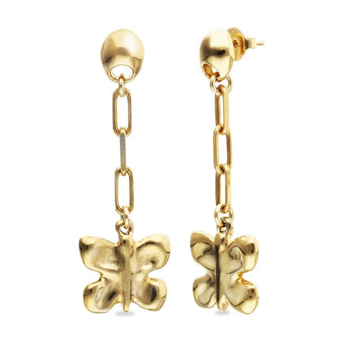 18k Gold Plated Metal Alloy Long Butterfly Earrings - PEN1069ORO0000U-UNO de 50-Renee Taylor Gallery