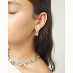 Silver Stud Earrings with Elongated Organic Shapes - PEN1071MTL0000U-UNO de 50-Renee Taylor Gallery