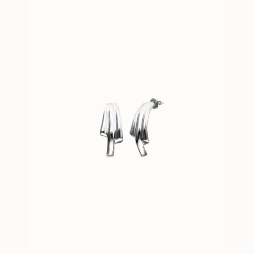 Silver Stud Earrings with Elongated Organic Shapes - PEN1071MTL0000U-UNO de 50-Renee Taylor Gallery