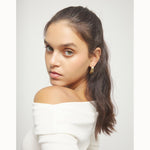 Golden Stud Earrings with Elongated Organic Shapes - PEN1071ORO0000U-UNO de 50-Renee Taylor Gallery