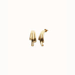 Golden Stud Earrings with Elongated Organic Shapes - PEN1071ORO0000U-UNO de 50-Renee Taylor Gallery