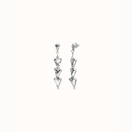 Silver Drop Earrings with Chained Hearts - PEN1072MTL0000U-UNO de 50-Renee Taylor Gallery
