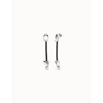 Drop Earrings with Leather and Silver Chained Hearts - PEN1073MARMTL0U-UNO de 50-Renee Taylor Gallery
