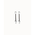Drop Earrings with Leather and Silver Chained Hearts - PEN1073MARMTL0U-UNO de 50-Renee Taylor Gallery