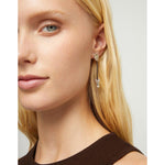 Drop Earrings with Leather and Silver Chained Hearts - PEN1073MARMTL0U-UNO de 50-Renee Taylor Gallery