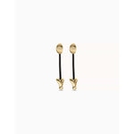 Drop Earrings with Leather and Gold Chained Hearts - PEN1073MARORO0U-UNO de 50-Renee Taylor Gallery