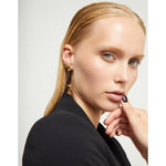 Drop Earrings with Leather and Gold Chained Hearts - PEN1073MARORO0U-UNO de 50-Renee Taylor Gallery