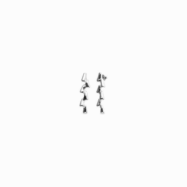 Silver Elongated Zigzag Earrings - PEN1074MTL0000U-UNO de 50-Renee Taylor Gallery