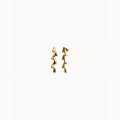 Golden Elongated Zigzag Earrings - PEN1074ORO0000U-UNO de 50-Renee Taylor Gallery