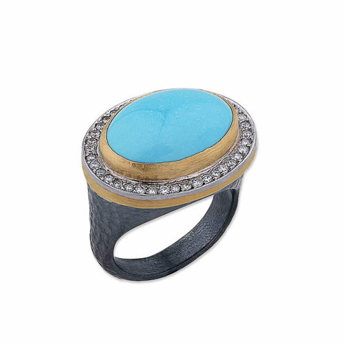 Pompei Ring with Turquoise Sleeping Beauty & Diamond by Lika Behar