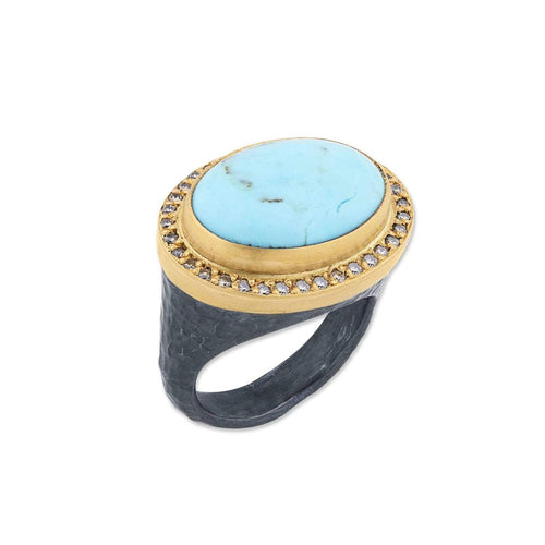 Pompei Ring with Turquoise Kingman by Lika Behar