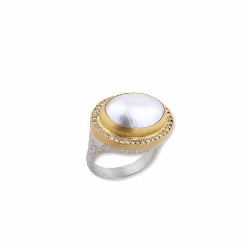 Pompei Cog Diamond Mabe Ring with Pearls by Lika Behar