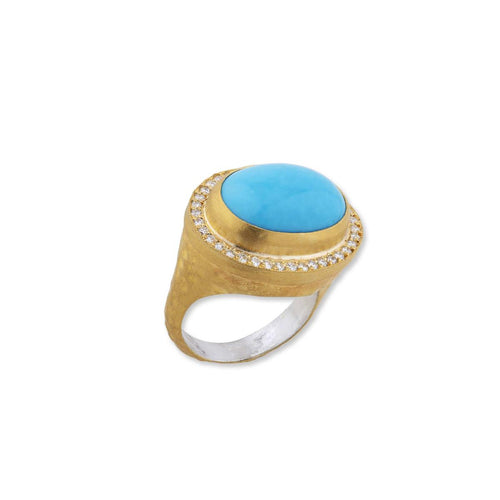 Pompei Ring with Turquoise Sleeping Beauty & Diamond by Lika Behar