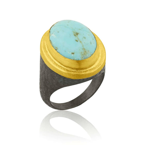 Pompei Ring with Turquoise Kingman by Lika Behar