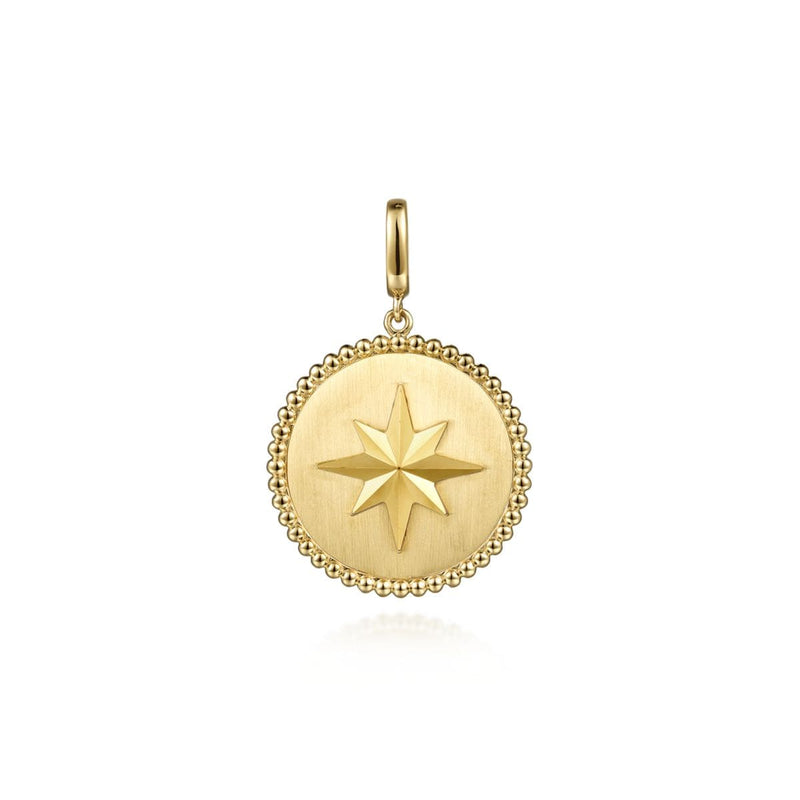 14K Yellow Gold Bujukan Round Starburst Medallion Pendant - PT6584Y4JJJ-Gabriel & Co.-Renee Taylor Gallery