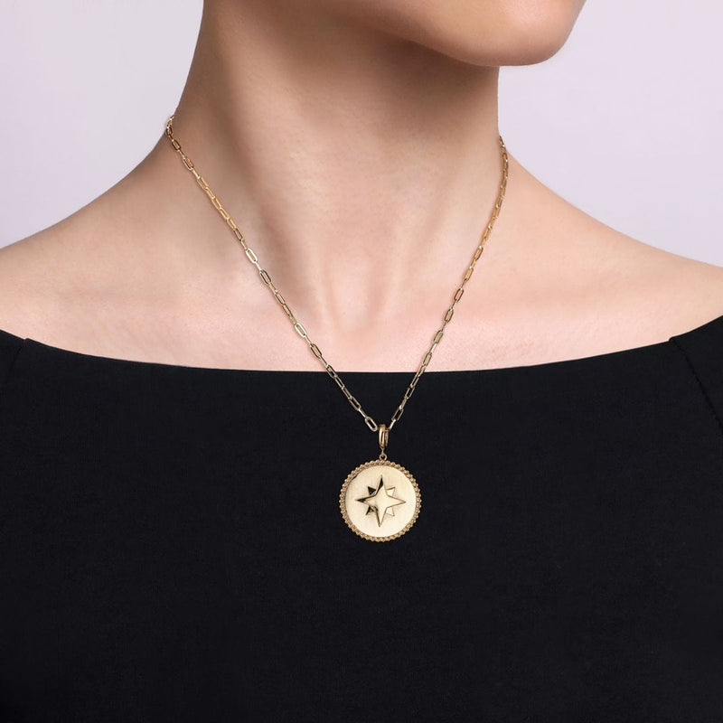14K Yellow Gold Bujukan Round Starburst Medallion Pendant - PT6584Y4JJJ-Gabriel & Co.-Renee Taylor Gallery