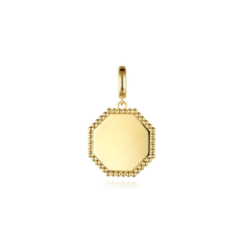 14K Yellow Gold Bujukan Hexagon Personalize Medallion Pendant - PT6586Y4JJJ-Gabriel & Co.-Renee Taylor Gallery