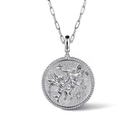 925 Sterling Silver White Sapphire Bujukan Gemini Medallion Pendant - PT7594SVJWS