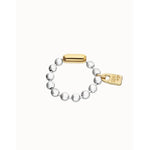 Beat Silver-Plated Beaded Bracelet with 18k Gold-Plated Clasp and Padlock - PUL1215OROMTL-UNO de 50-Renee Taylor Gallery