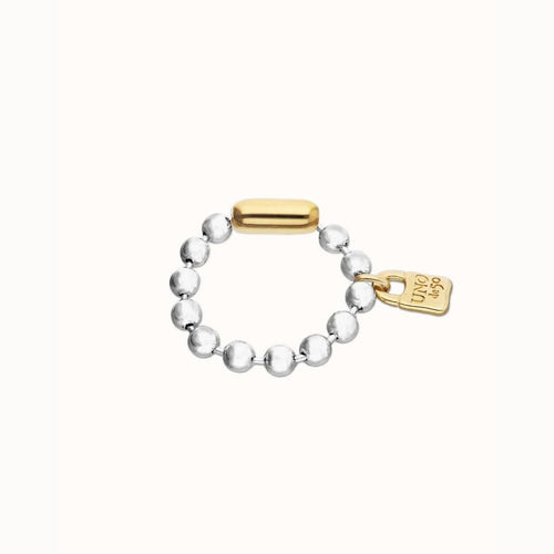 Silver Bead Bracelet with Golden Padlock and Clasp - PUL1215OROMTL-UNO de 50-Renee Taylor Gallery
