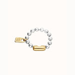 Silver Bead Bracelet with Golden Padlock and Clasp - PUL1215OROMTL-UNO de 50-Renee Taylor Gallery