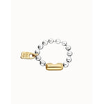 Beat Silver-Plated Beaded Bracelet with 18k Gold-Plated Clasp and Padlock - PUL1215OROMTL-UNO de 50-Renee Taylor Gallery