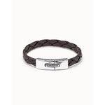 Leather Bracelet with Sterling Silver Plated Rectangular Spring Clasp - PUL2005MARMTL-UNO de 50-Renee Taylor Gallery