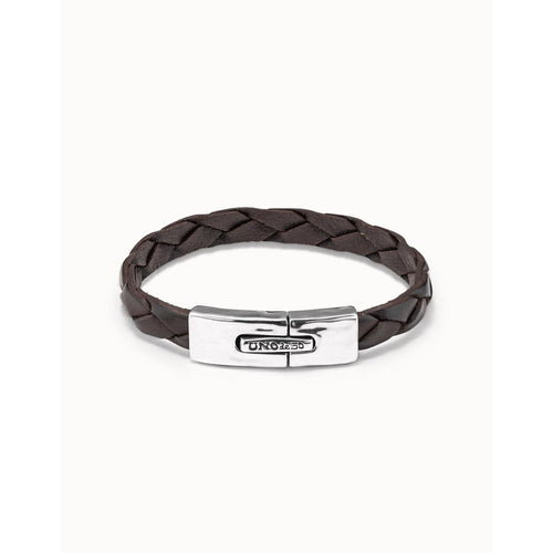Leather Bracelet with Sterling Silver Plated Rectangular Spring Clasp - PUL2005MARMTL-UNO de 50-Renee Taylor Gallery