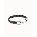 Leather Bracelet with Sterling Silver Plated Rectangular Spring Clasp - PUL2005MARMTL-UNO de 50-Renee Taylor Gallery