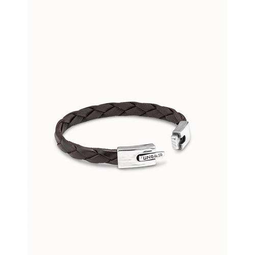 Leather Bracelet with Sterling Silver Plated Rectangular Spring Clasp - PUL2005MARMTL-UNO de 50-Renee Taylor Gallery