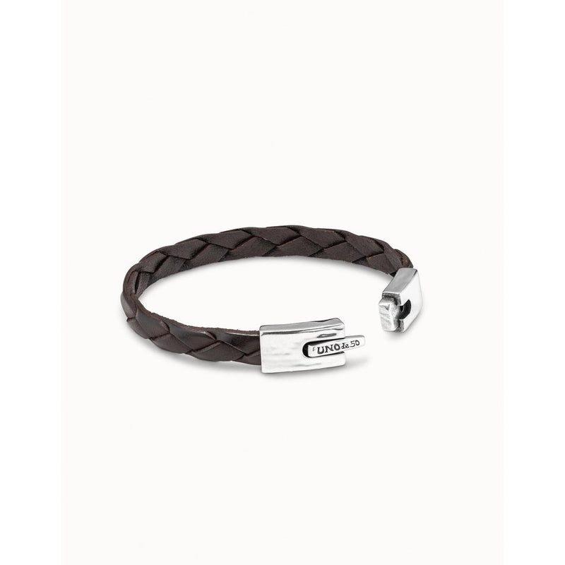 Leather Bracelet with Sterling Silver Plated Rectangular Spring Clasp - PUL2005MARMTL-UNO de 50-Renee Taylor Gallery