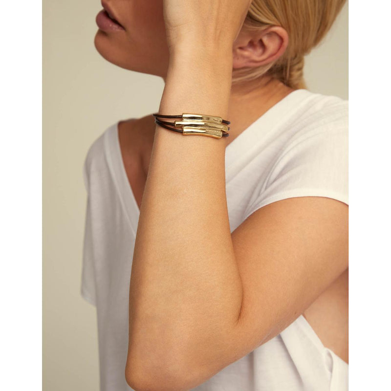 18K Gold Plated Bracelet in Line - PUL2137ORO-UNO de 50-Renee Taylor Gallery
