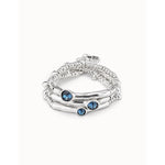 Silver Delirium Triple Beaded Bracelet with Blue Crystals - PUL2226AZUMTL0M-UNO de 50-Renee Taylor Gallery