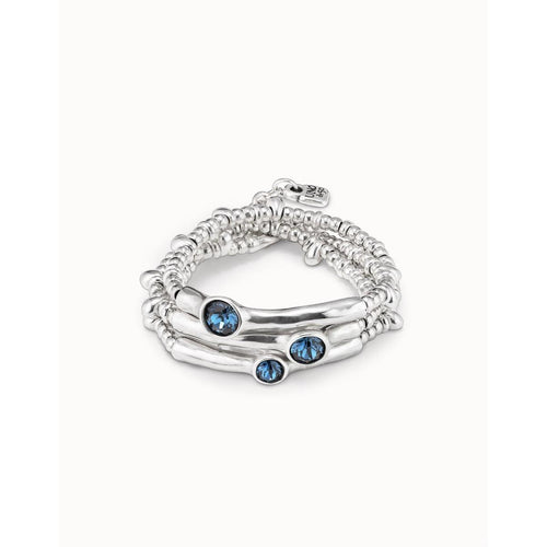 Silver Delirium Triple Beaded Bracelet with Blue Crystals - PUL2226AZUMTL0M-UNO de 50-Renee Taylor Gallery