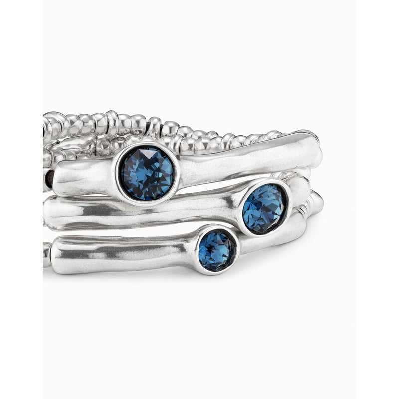 Silver Delirium Triple Beaded Bracelet with Blue Crystals - PUL2226AZUMTL0M-UNO de 50-Renee Taylor Gallery