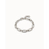 Sterling Silver-Plated Oval Link Bracelet with Carabiner Clasp - PUL2263MTL-Uno de 50-Renee Taylor Gallery