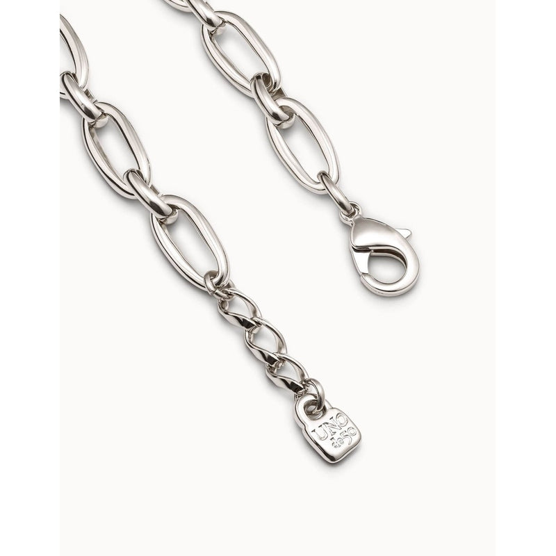 Sterling Silver-Plated Oval Link Bracelet with Carabiner Clasp - PUL2263MTL-Uno de 50-Renee Taylor Gallery