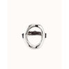 Leather Bracelet with a Sterling Silver Plated Large Central Oval - PUL2135GRSMTL0M-UNO de 50-Renee Taylor Gallery