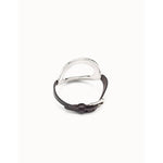 Leather Bracelet with a Sterling Silver Plated Large Central Oval - PUL2135GRSMTL0M-UNO de 50-Renee Taylor Gallery
