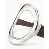 Leather Bracelet with a Sterling Silver Plated Large Central Oval - PUL2135GRSMTL0M-UNO de 50-Renee Taylor Gallery