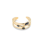 Rigid 18K Gold Plated Bracelet with Gray - PUL2441NGRORO0M-UNO de 50-Renee Taylor Gallery