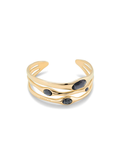 Rigid 18K Gold-Plated Bracelet with Gray - PUL2441NGRORO0M-Uno de 50-Renee Taylor Gallery