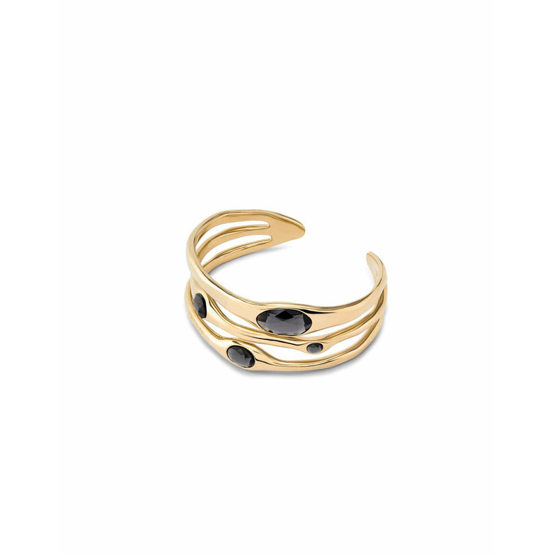 Rigid 18K Gold Plated Bracelet with Gray - PUL2441NGRORO0M-UNO de 50-Renee Taylor Gallery