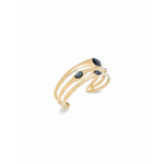 Rigid 18K Gold Plated Bracelet with Gray - PUL2441NGRORO0M-UNO de 50-Renee Taylor Gallery
