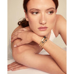 Rigid 18K Gold Plated Bracelet with Gray - PUL2441NGRORO0M-UNO de 50-Renee Taylor Gallery