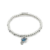 Sterling Silver Plated Beaded Bracelet with Heart and Blue Crystal - PUL2514AZOMTL-UNO de 50-Renee Taylor Gallery