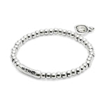 Sterling Silver Plated Beaded Bracelet with Heart and Clear Crystal - PUL2514CRSMTL-UNO de 50-Renee Taylor Gallery