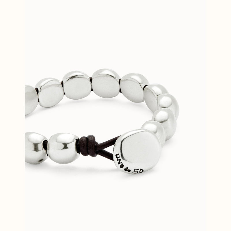 Bracelet With Small Round Sterling Silver Plated Beads - PUL2519MTL-UNO de 50-Renee Taylor Gallery
