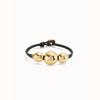 Leather Bracelet with Three Large Central 18K Gold Plated Beads - PUL2522MARORO-UNO de 50-Renee Taylor Gallery