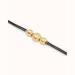 Leather Bracelet with Three Large Central 18K Gold Plated Beads - PUL2522MARORO-UNO de 50-Renee Taylor Gallery